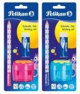 Harilik pliiats Pelikan + kustukas + teritaja sinine või roosa